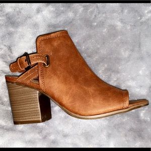 Time And Tru Brown Open Toe Heel Booties